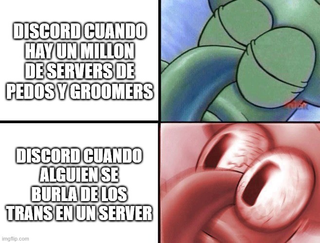 contexto: ahora discord esta baneando a las personas que se burlan de los trans, siendo de que hay problemas MUCHO mayores - meme