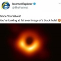 tradução: vc está vendo a primeira foto de um buraco negro