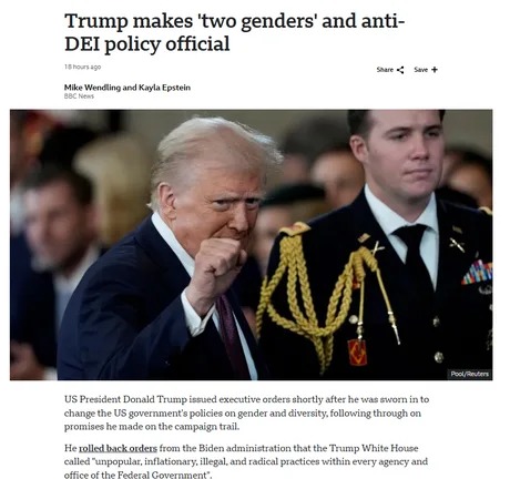 Trump makes two genders and anti DEI policy official - meme