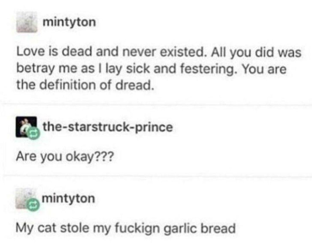 Garlic bread is the best - meme