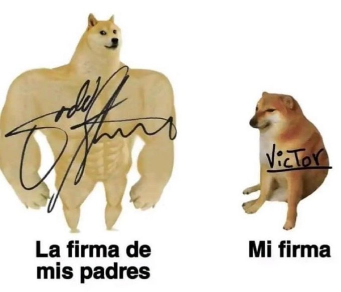firma de padres vs firmas de hijos - meme