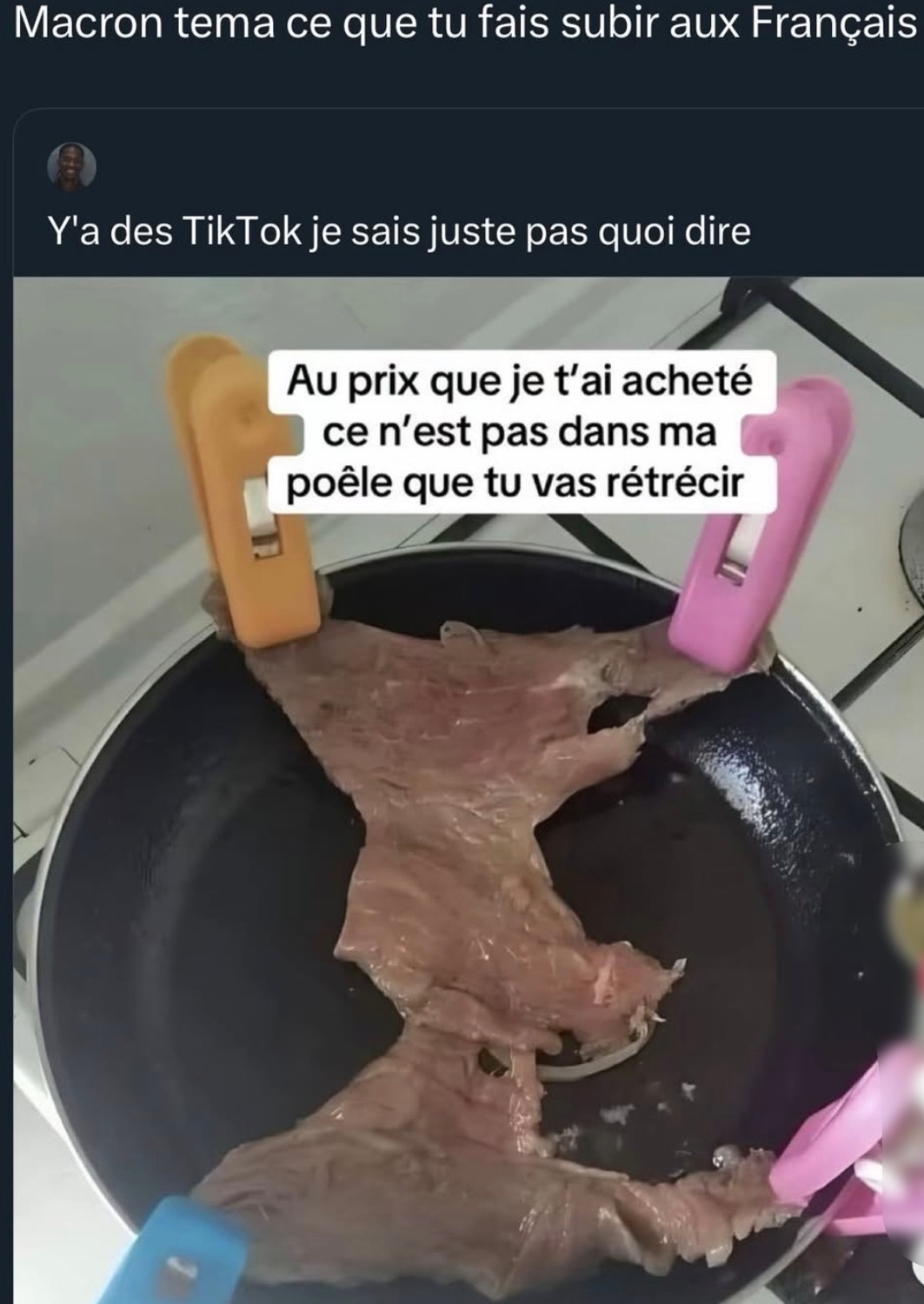 Macron, ça suffit les TikToks et les poêles maudites - meme