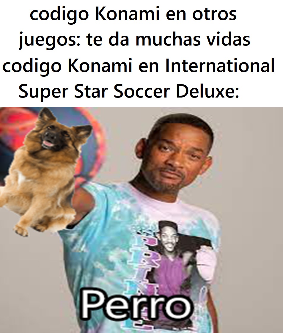 Contexto: en ese juego si ponías el código Konami el árbitro se convertia en un Perro - meme