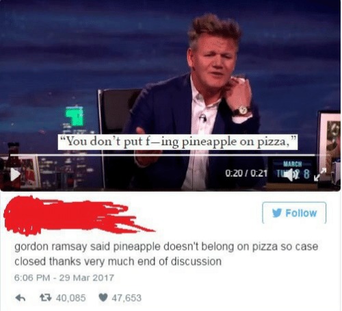 Pineapple pizza - meme