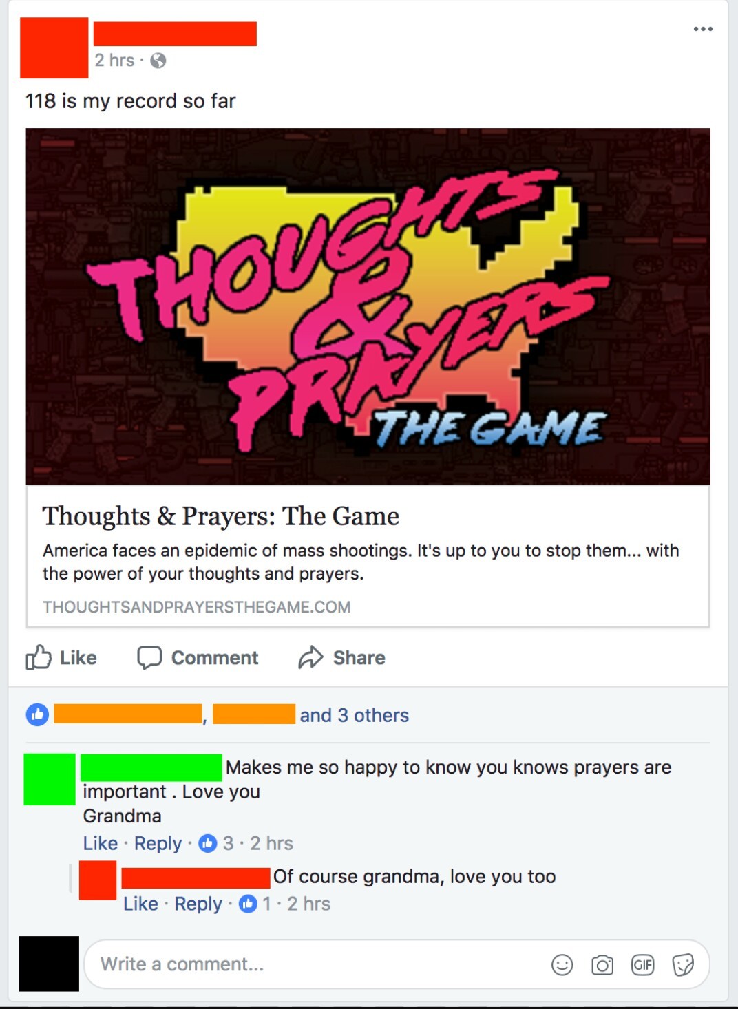 Thoughs and prayers cuz grandma said so - meme