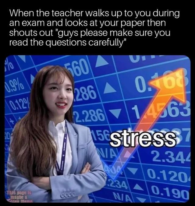 during a test - meme