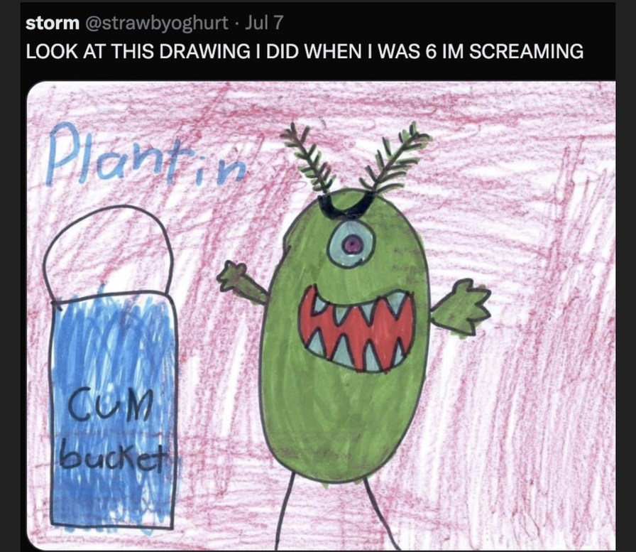plankton y su cubeta de CUM - meme