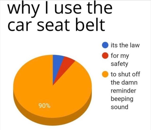 Why I use the car seat belt - meme