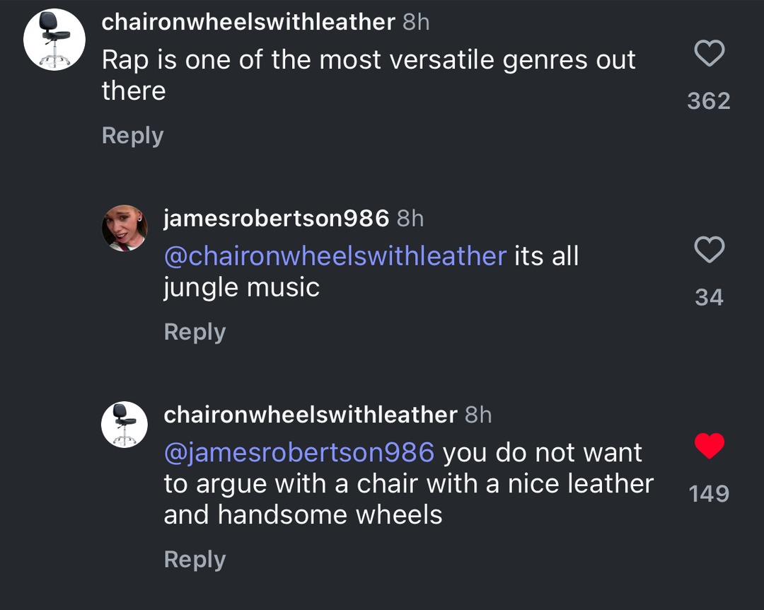 do not argue with a leather chair with handsome wheels - meme