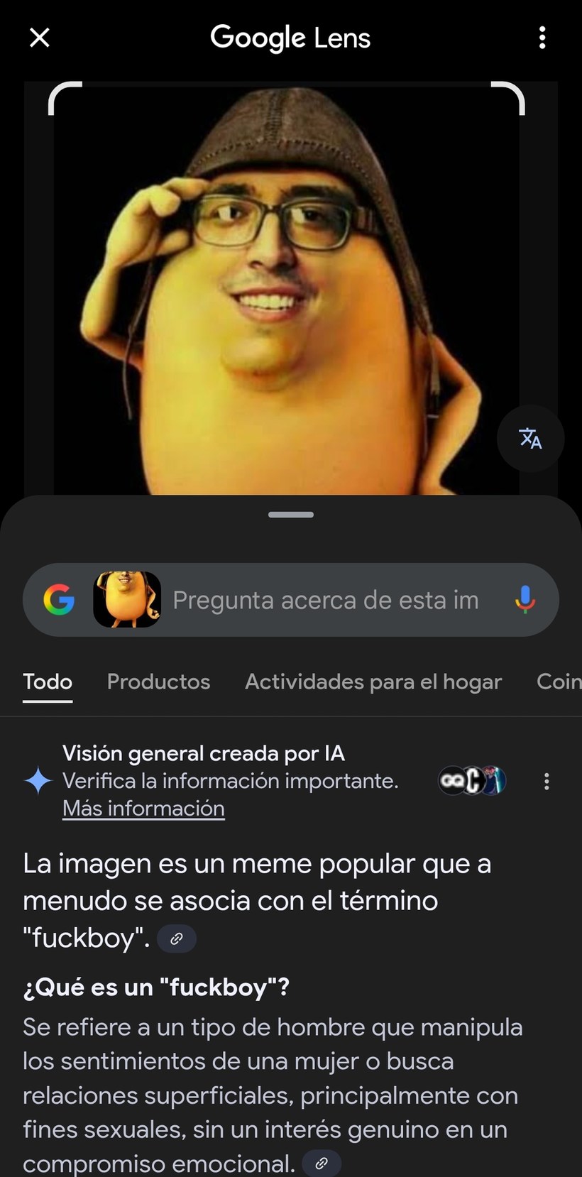 Gemini reconoce al Uriel Boing de mango como un fuckboy - meme