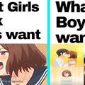 What girls think vr What boys want