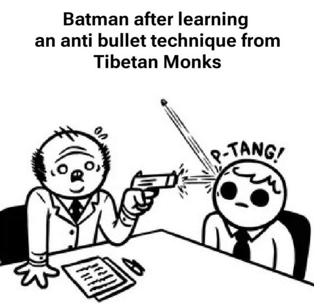 Batman learning monk wisdom in silence - meme