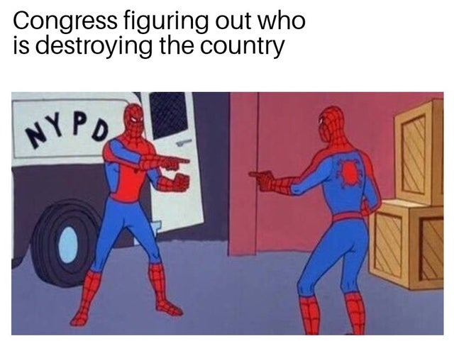 Congress figuring out who is destroying the country - meme