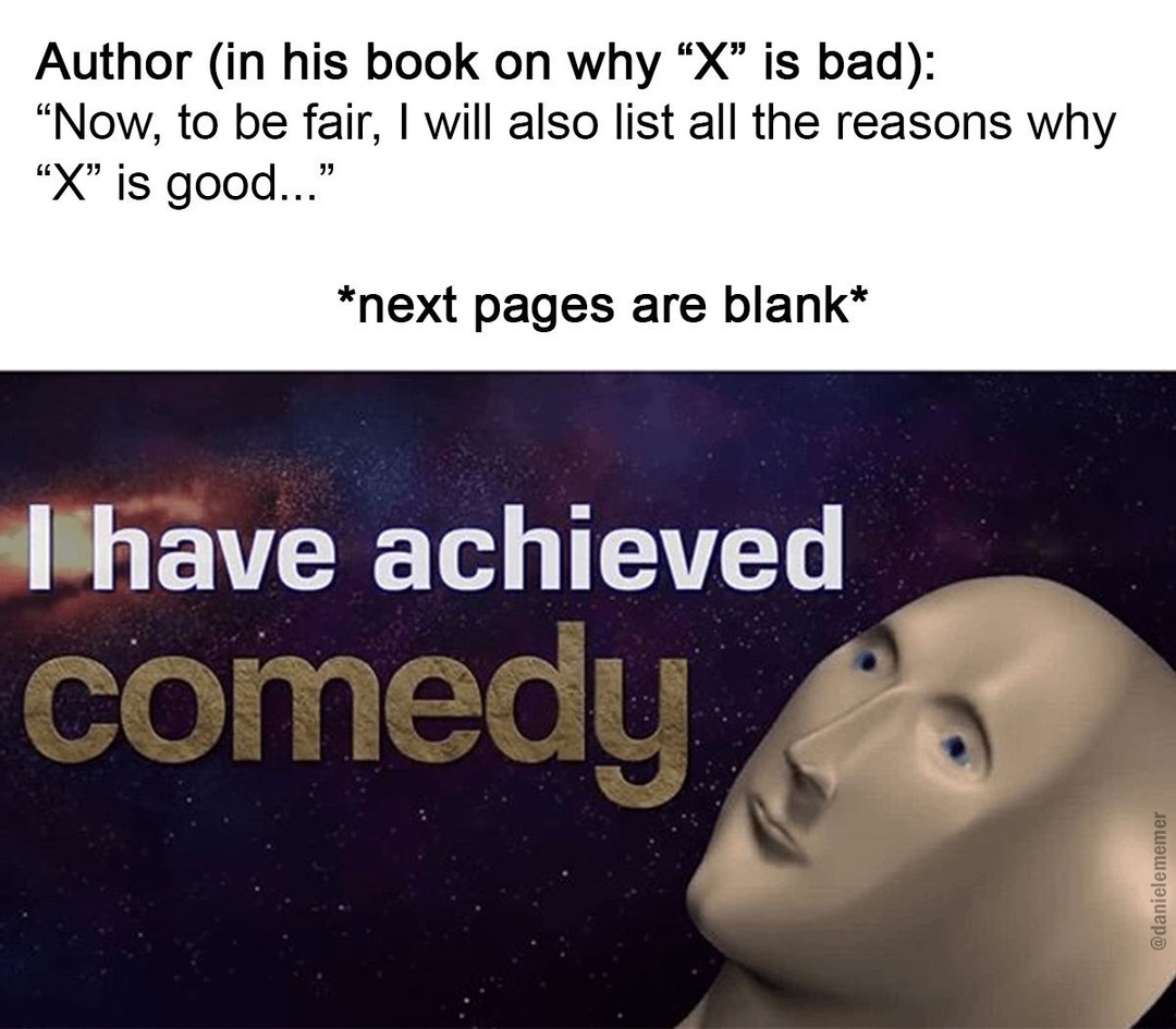 Author promises fair debate, proceeds to roast - meme