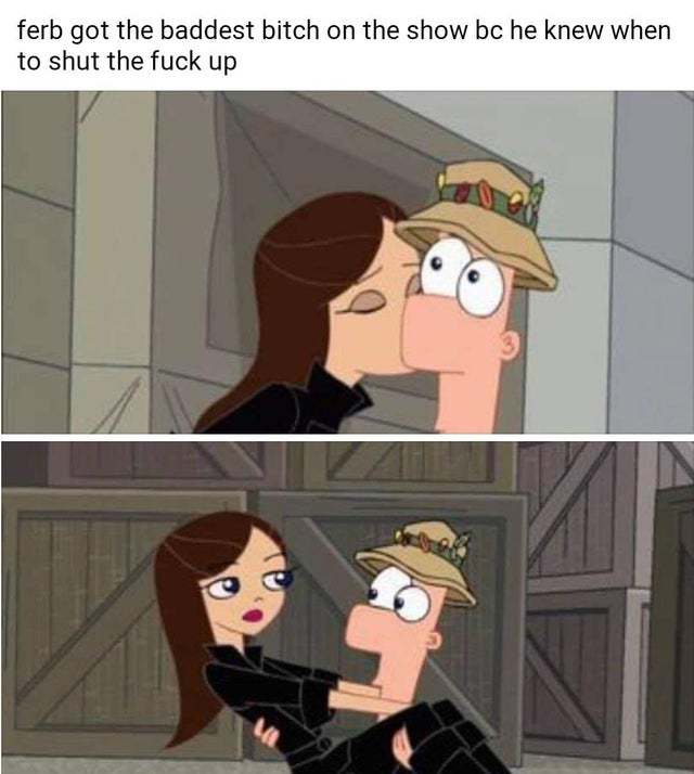 Ferb got the baddest bitch on the show bc he knew when to shut the fuck up - meme