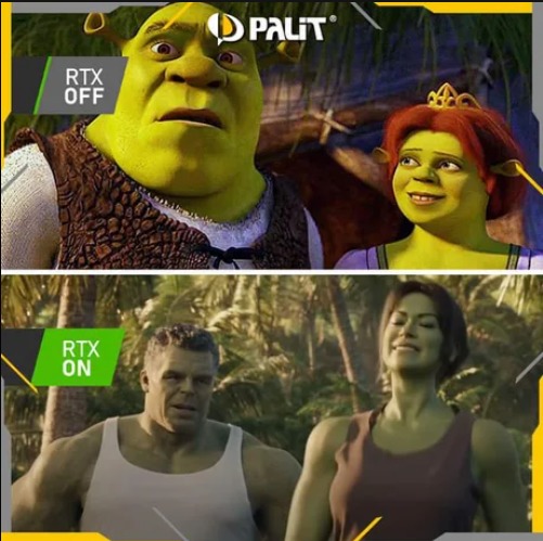 Shrek and Fiona are She Hulk and Hulk - meme