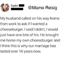 Man buys cheeseburger for his wife