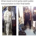 When Good vs Evil gotta catch public transportation to their final battle
