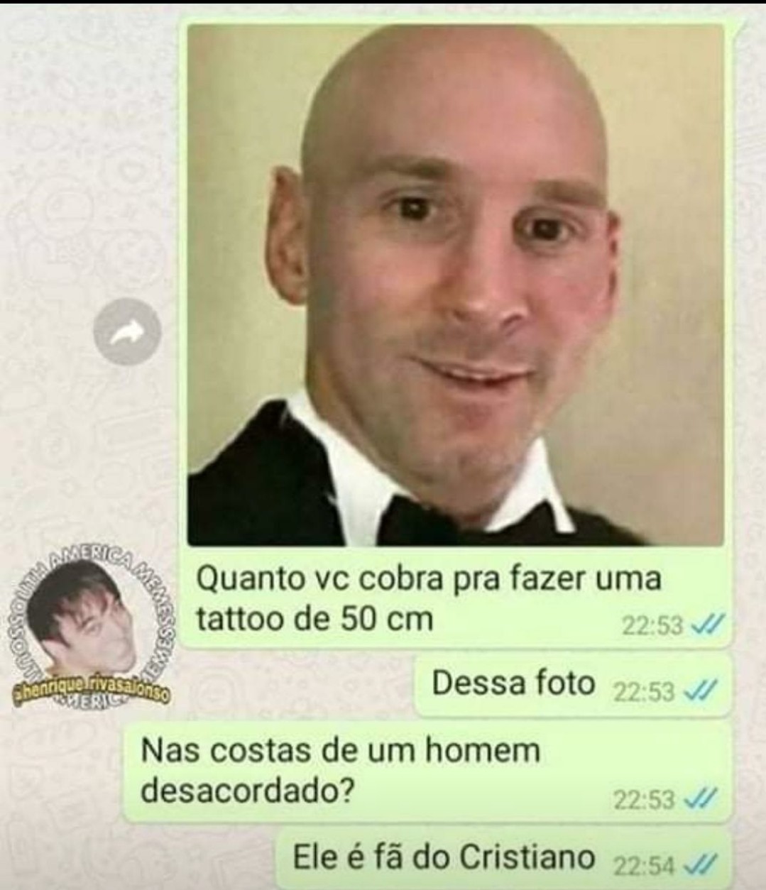 messi careca - meme