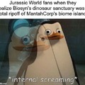 Jurassic World fans when they realize Biosyn's dinosaur sanctuar was: