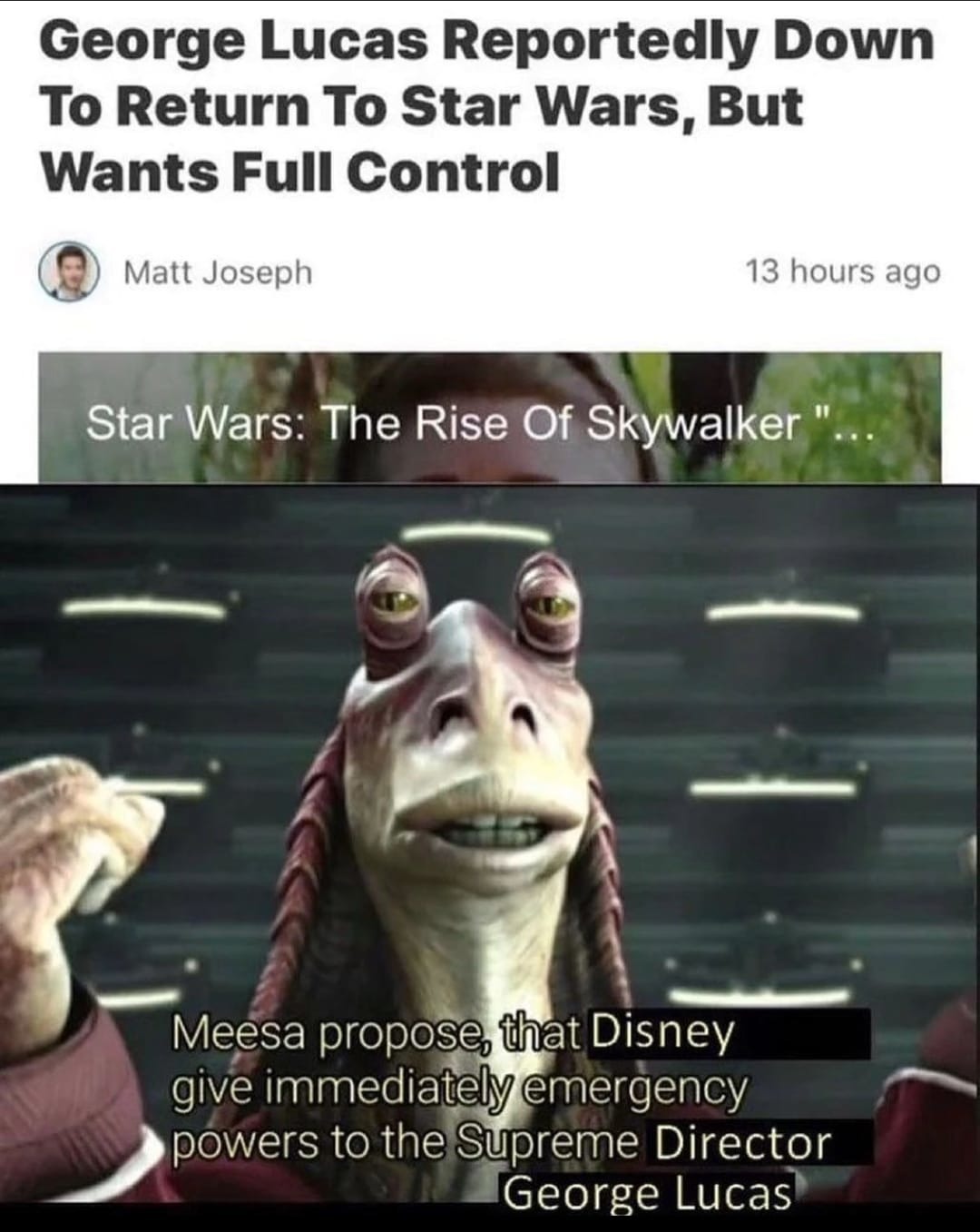 Uff pueden ser buenas noticias para Star Wars - meme