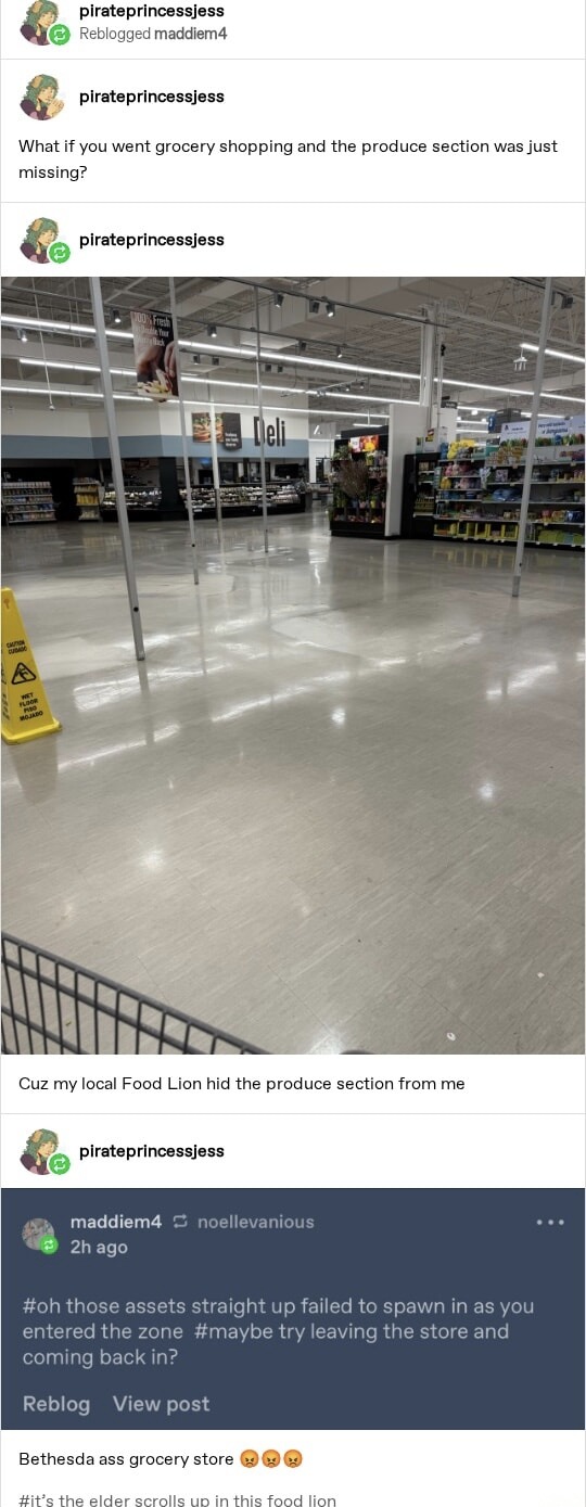 Produce section didn’t spawn in. Bethesda moment - meme