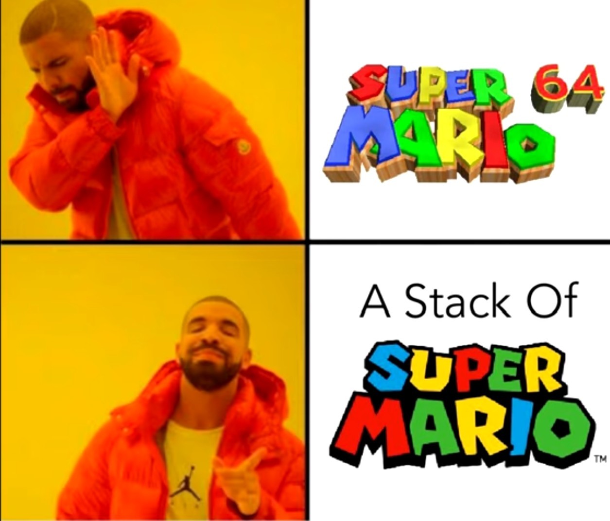 Mario 64 pffffft a stack of mario  - meme