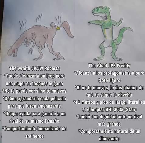 Roberta = Rexy, osea el tiranosaurio de JW y de algunas partes de JP Freddy = El Dinopapu victima de la papeada del Triciclopotus/Spino - meme