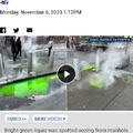 Bright green liquid seen oozing from sewer onto New York City streets