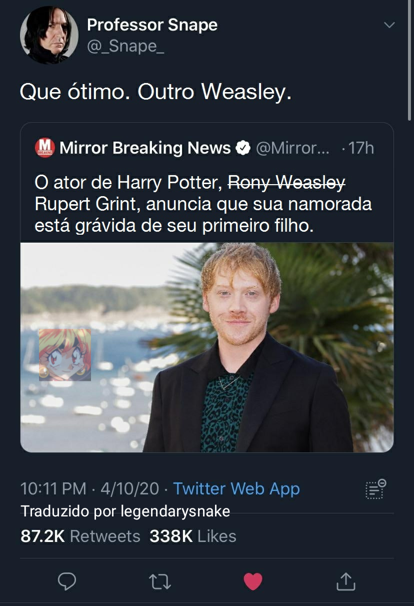 Rony Weasley vai ser pai - meme