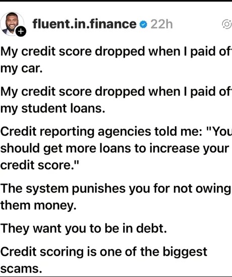 Credit scoring is a scam - meme