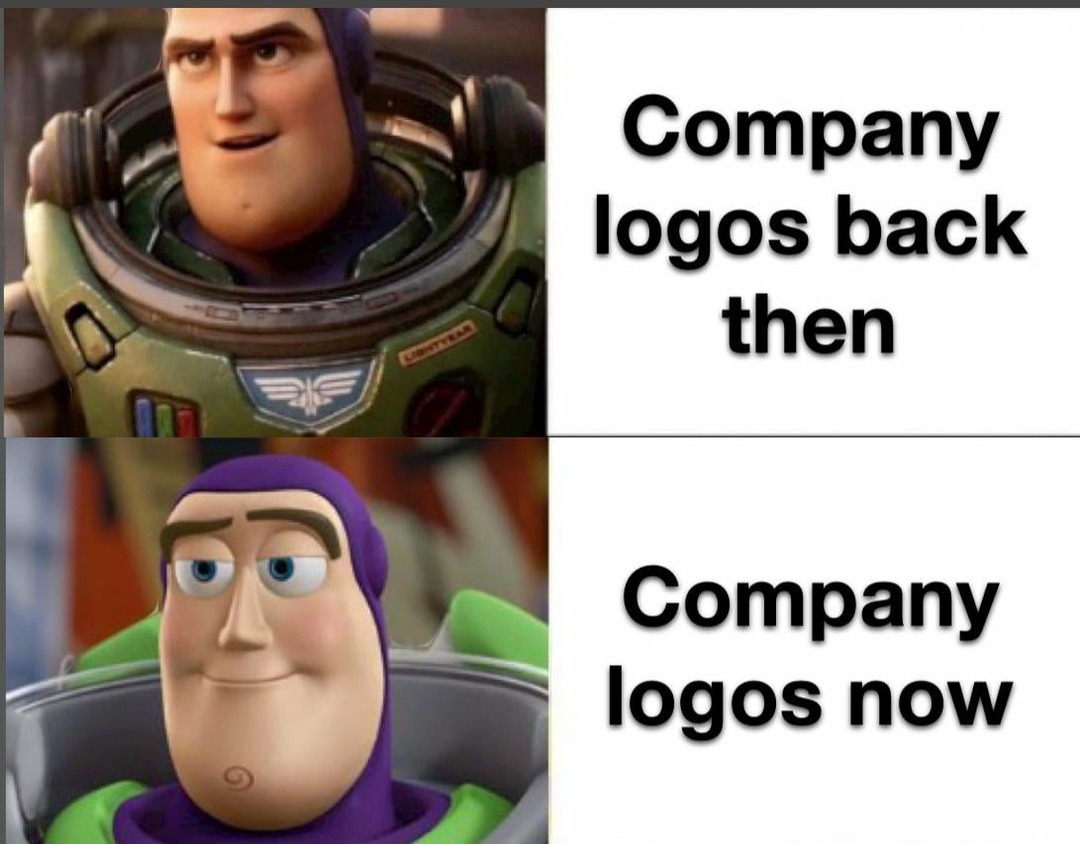 Company logos back then vs. Company logos now: From classy to... what even is that? - meme