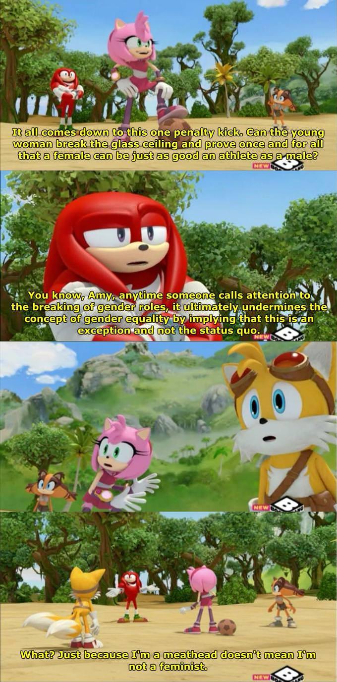 I'd recommend Sonic Boom some serious humor in it - meme