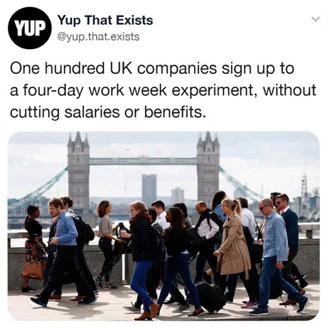 UK trying out the 4 day work week - meme
