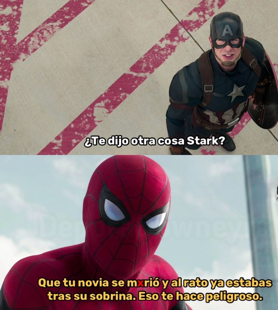 Tu novia muere y vas tras su sobrina... eso es peligroso Stark - meme