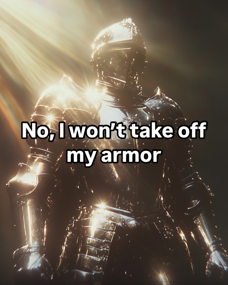 No, I won’t take off my armor. I’ve been hurt before - meme