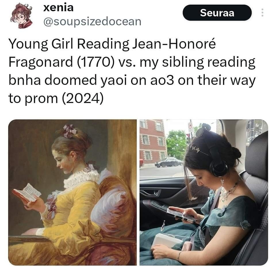 From classic art to AO3 fanfic: evolution of reading - meme