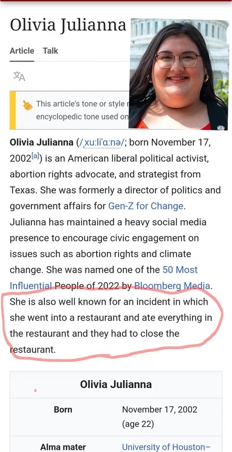 Olivia Julianna wikipedia meme