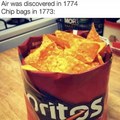Air a ete decouvert en 1774             les sacs de chips en 1773
