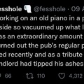 Ashes to ashes, dust to a piano
