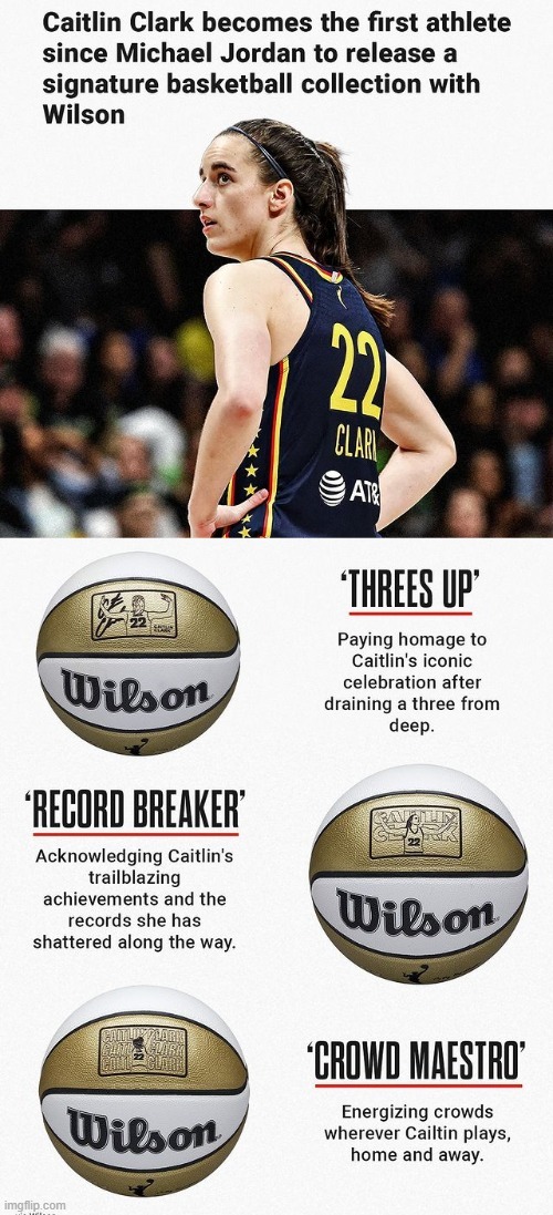 Caitlin Clark signature basketball collection with Wilson - meme