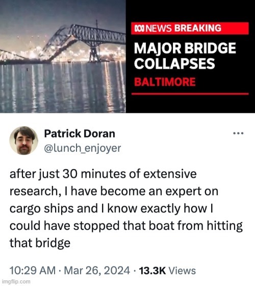 Baltimore Bridge collapse meme