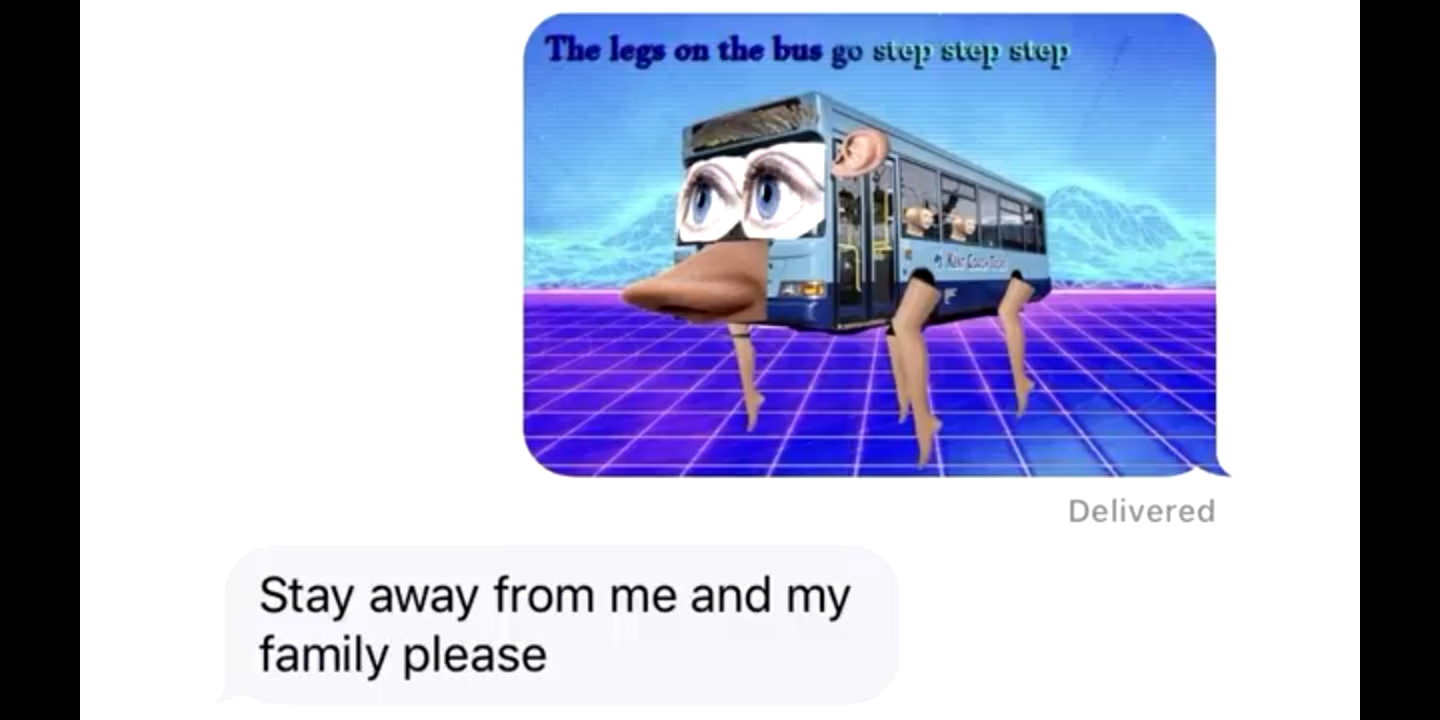 The legs on the bus go step step step - meme