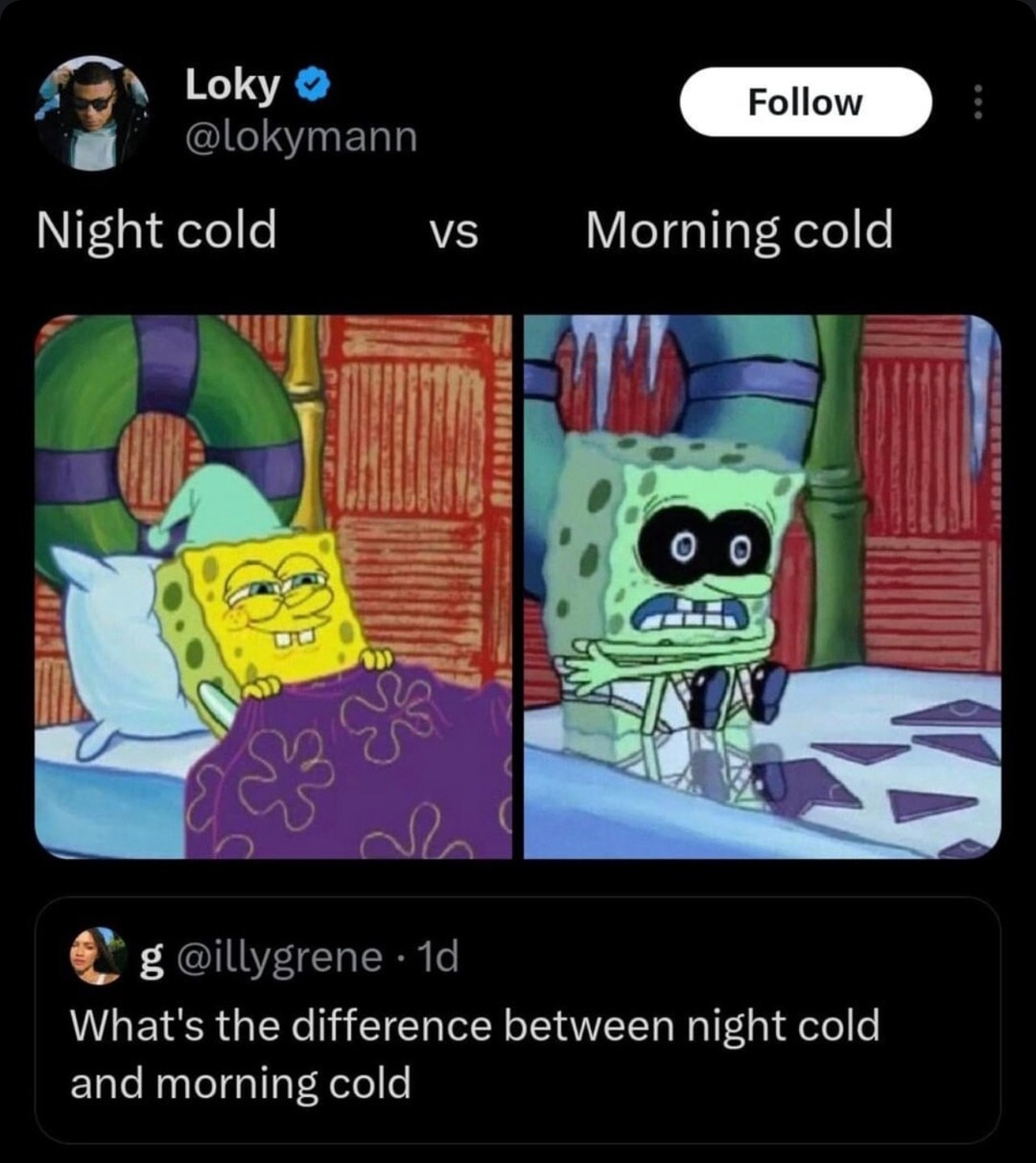 Night cold vs morning cold. One punches you in the soul - meme