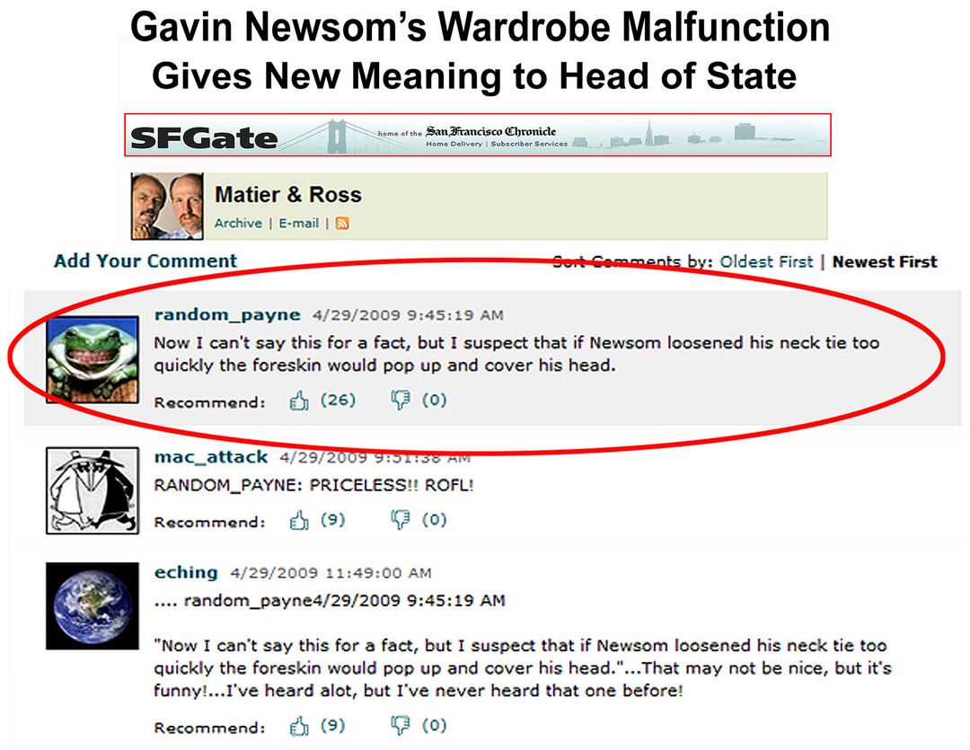 Gavin Newsom Wardrobe Malfunction - meme