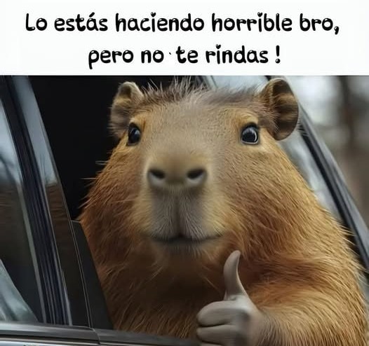 Lo estás haciendo horrible bro, pero no te rindas - meme