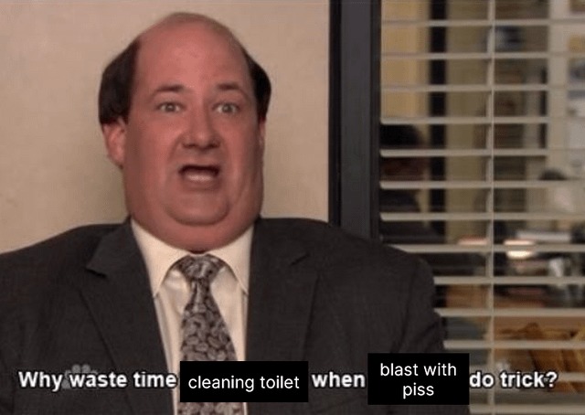 Cleaning toilet - meme