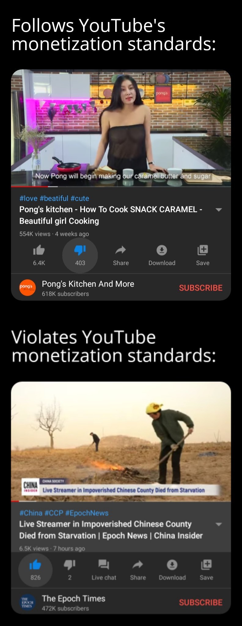 Youtube loves Chinese oppression - meme