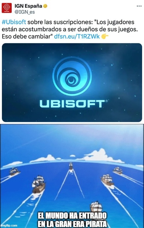 Ubisoft queriendo que compramos los juegos por suscripción - meme