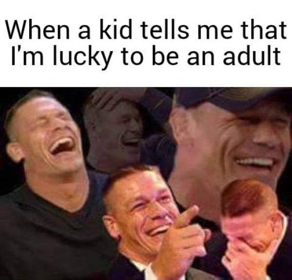 Lucky to be an adult - meme